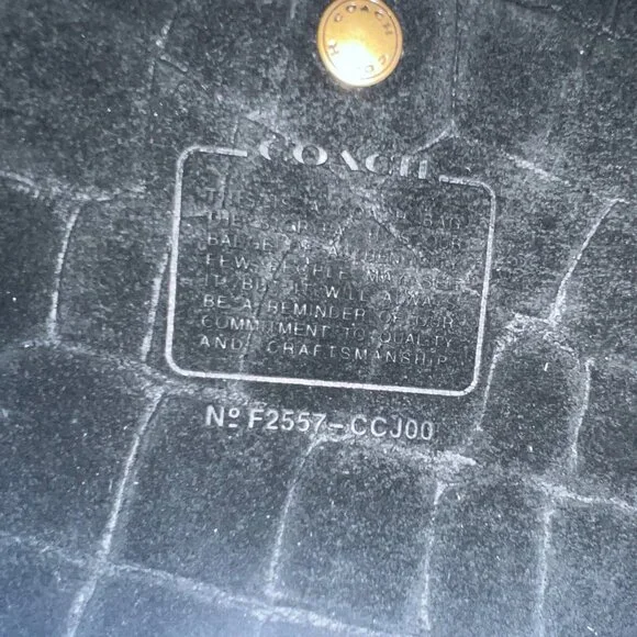 BEAUTIUL COACH Black Croc-Embossed Suede and leather Brooklyn 28 MSRP 395.00 - Picture 7 of 9